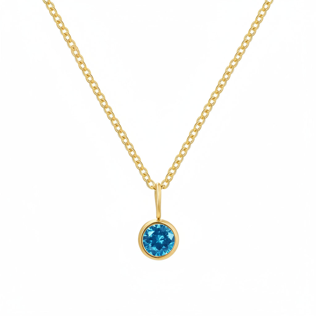Stainless Steel Choker Neck Women'S Necklace 12 Birthstone Pendant Zirconia Pendants Accessory Anniversary Jewelry Birthday Gift