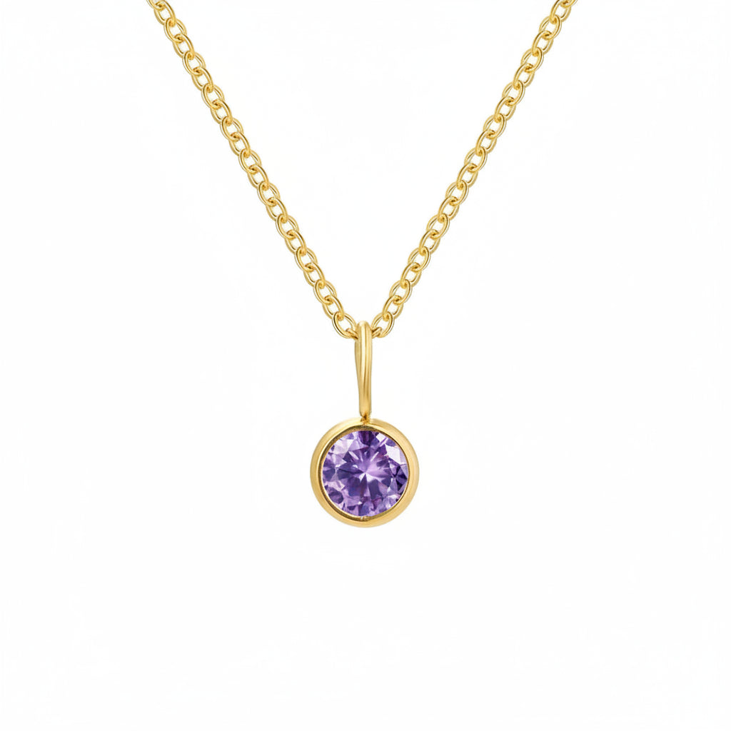 Stainless Steel Choker Neck Women'S Necklace 12 Birthstone Pendant Zirconia Pendants Accessory Anniversary Jewelry Birthday Gift