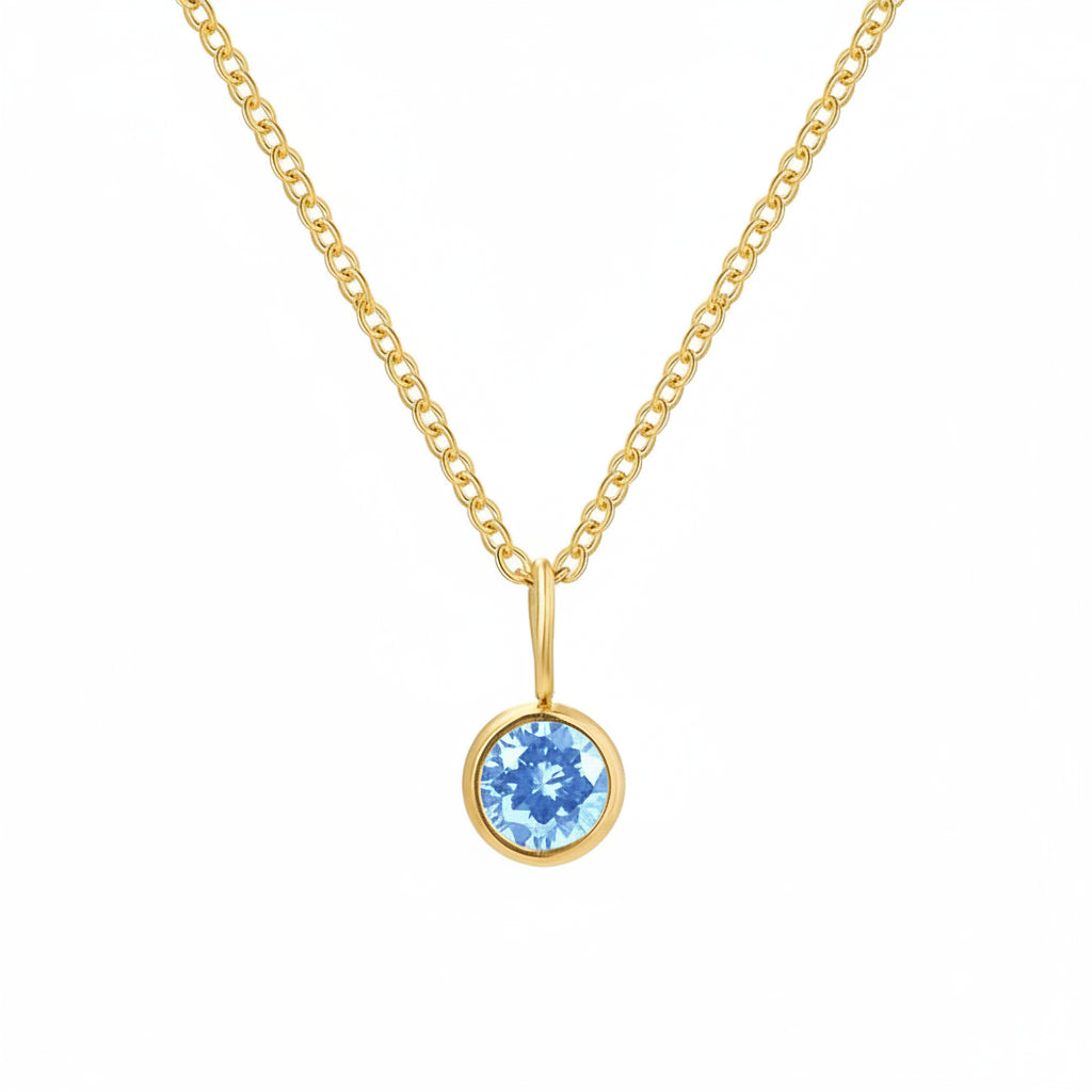Stainless Steel Choker Neck Women'S Necklace 12 Birthstone Pendant Zirconia Pendants Accessory Anniversary Jewelry Birthday Gift