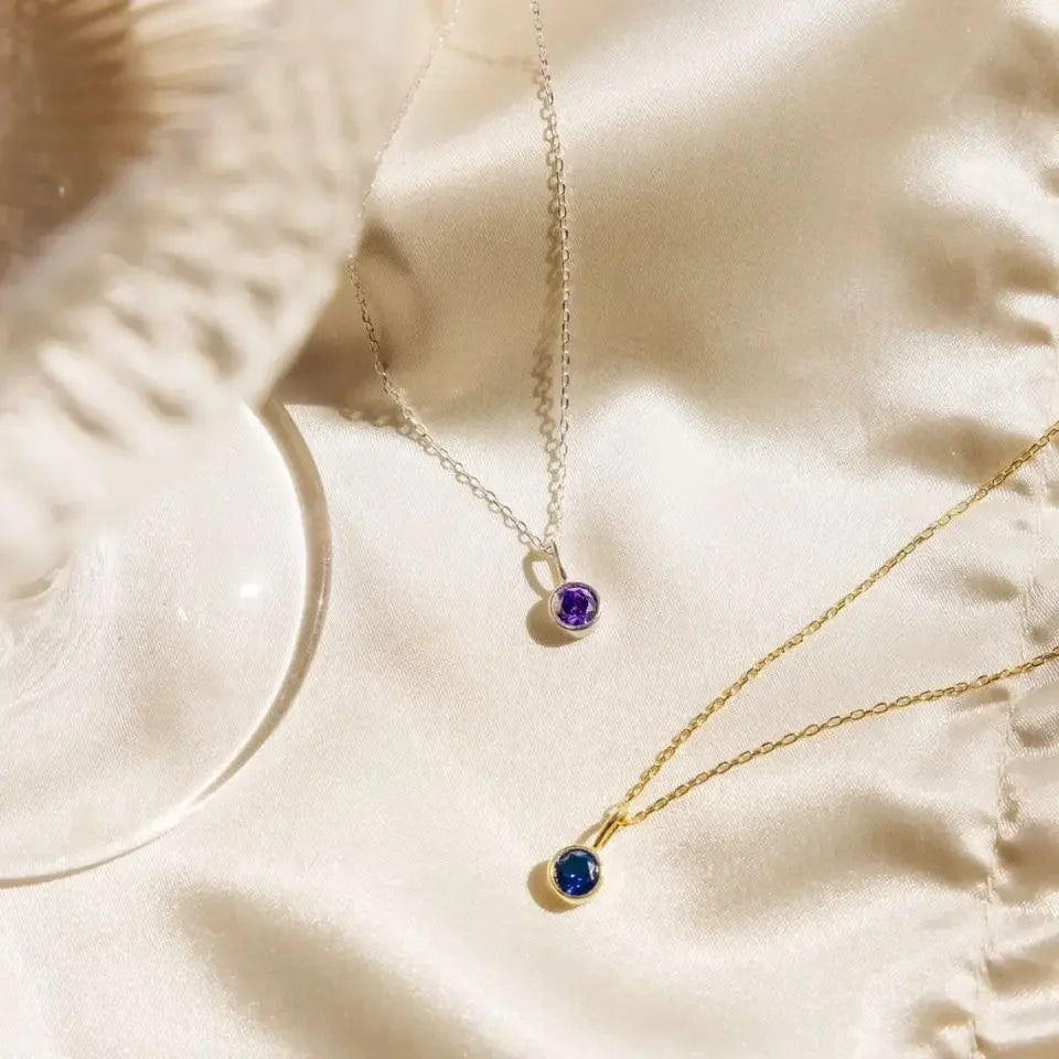 Stainless Steel Choker Neck Women'S Necklace 12 Birthstone Pendant Zirconia Pendants Accessory Anniversary Jewelry Birthday Gift